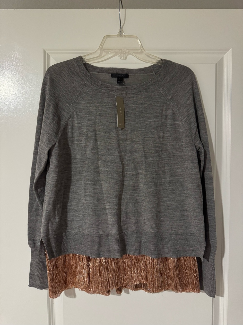 J.Crew Lightweight Gray Crewneck Sweater 100% Merino Wool Size S